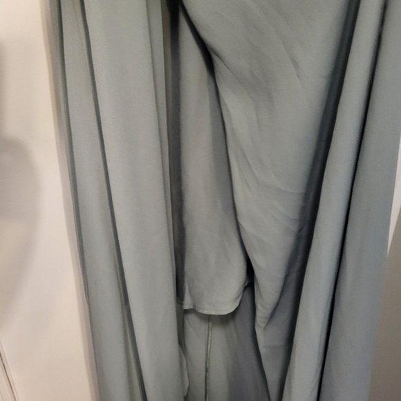 Show Me Your Mumu Kendall Maxi Dress V Neck Slit Blouson Silver Sage Blue Large - Picture 6 of 12